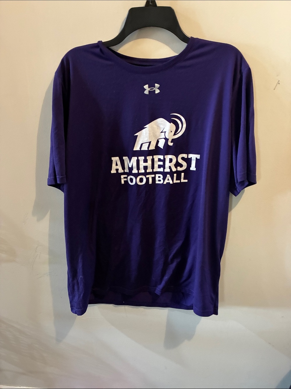 Under Armour Amherst College Football Tech Shirt XL Purple Mammoths Performance